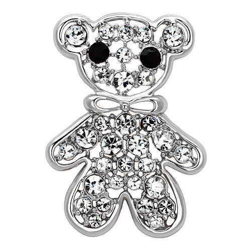 MALO2791 - Imitation Rhodium White Metal Brooches with Top Grade Crystal  in Clear