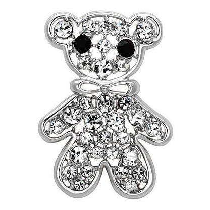 MALO2791 - Imitation Rhodium White Metal Brooches with Top Grade Crystal  in Clear