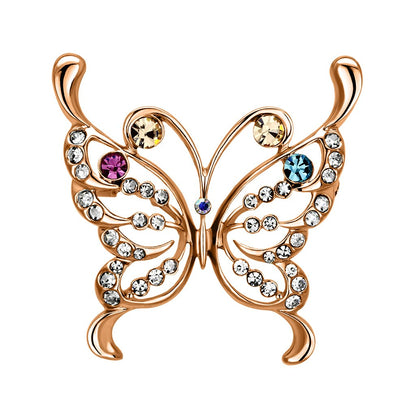 MALO2793 - Imitation Rhodium White Metal Brooches with Top Grade Crystal  in Multi Color