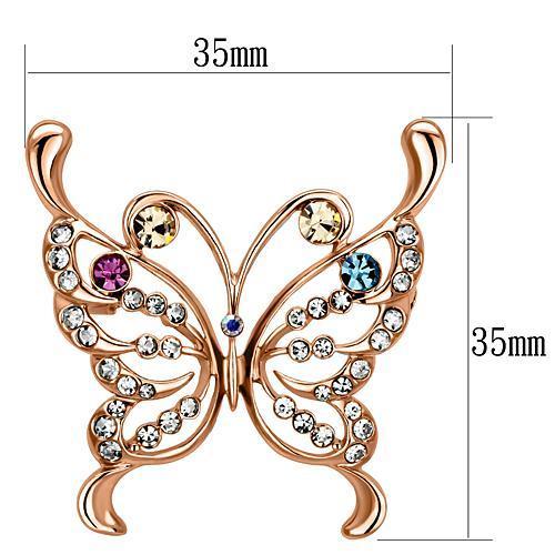 MALO2794 - Flash Rose Gold White Metal Brooches with Top Grade Crystal  in Multi Color