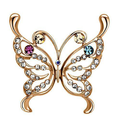 MALO2794 - Flash Rose Gold White Metal Brooches with Top Grade Crystal  in Multi Color
