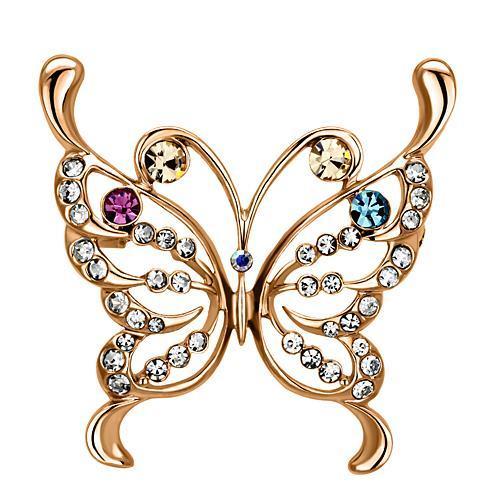 MALO2794 - Flash Rose Gold White Metal Brooches with Top Grade Crystal  in Multi Color