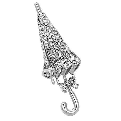 MALO2795 - Imitation Rhodium White Metal Brooches with Top Grade Crystal  in Clear