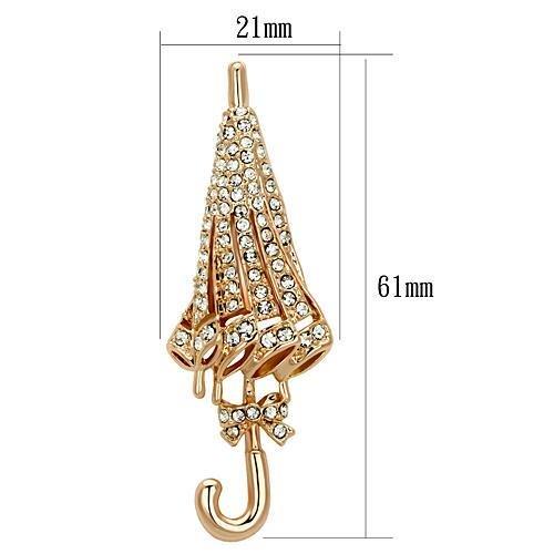 MALO2796 - Flash Rose Gold White Metal Brooches with Top Grade Crystal  in Clear