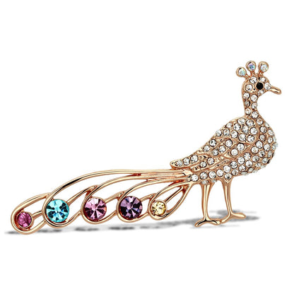 MALO2798 - Flash Rose Gold White Metal Brooches with Top Grade Crystal  in Multi Color