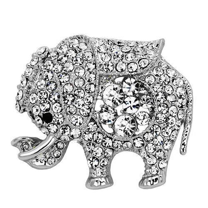MALO2803 - Imitation Rhodium White Metal Brooches with Top Grade Crystal  in Clear