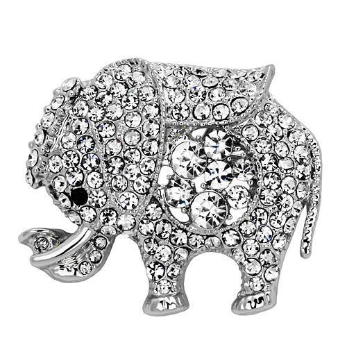 MALO2803 - Imitation Rhodium White Metal Brooches with Top Grade Crystal  in Clear