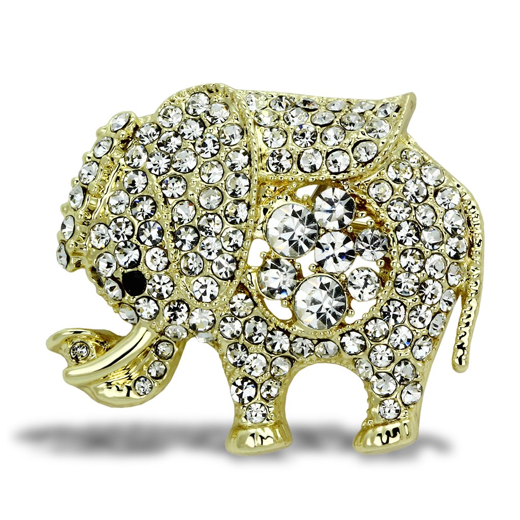 MALO2804 - Flash Gold White Metal Brooches with Top Grade Crystal  in Clear
