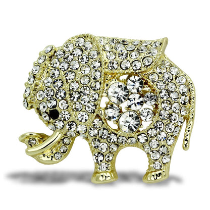 MALO2804 - Flash Gold White Metal Brooches with Top Grade Crystal  in Clear