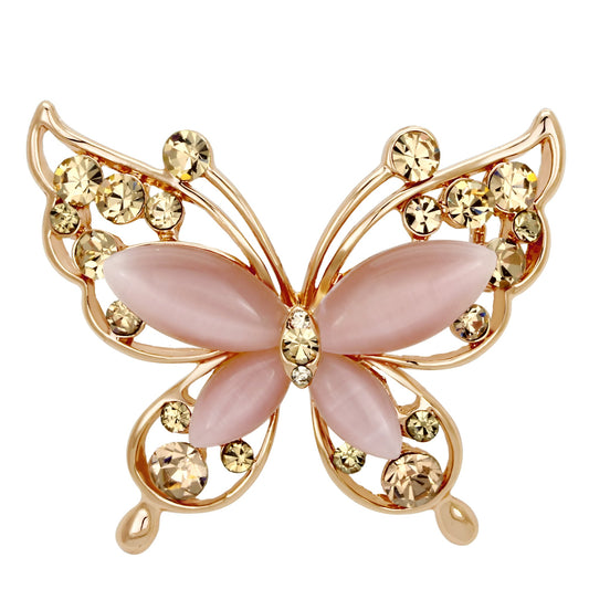 MALO2806 - Flash Rose Gold White Metal Brooches with Synthetic Cat Eye in Light Rose