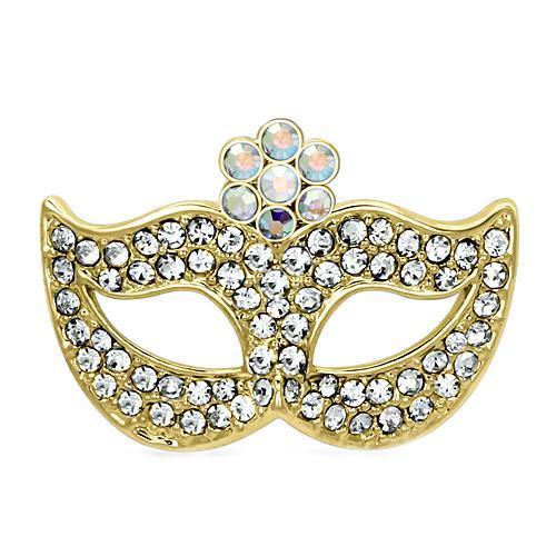 MALO2808 - Flash Gold White Metal Brooches with Top Grade Crystal  in Aurora Borealis (Rainbow Effect)