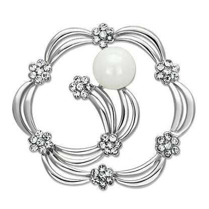 MALO2809 - Imitation Rhodium White Metal Brooches with Synthetic Pearl in White