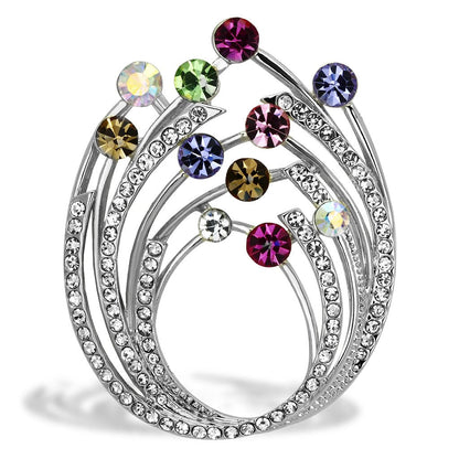 MALO2811 - Imitation Rhodium White Metal Brooches with Top Grade Crystal  in Multi Color