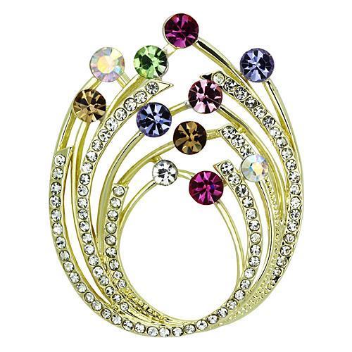 MALO2812 - Flash Gold White Metal Brooches with Top Grade Crystal  in Multi Color
