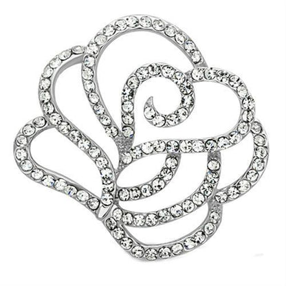 MALO2813 - Imitation Rhodium White Metal Brooches with Top Grade Crystal  in Clear