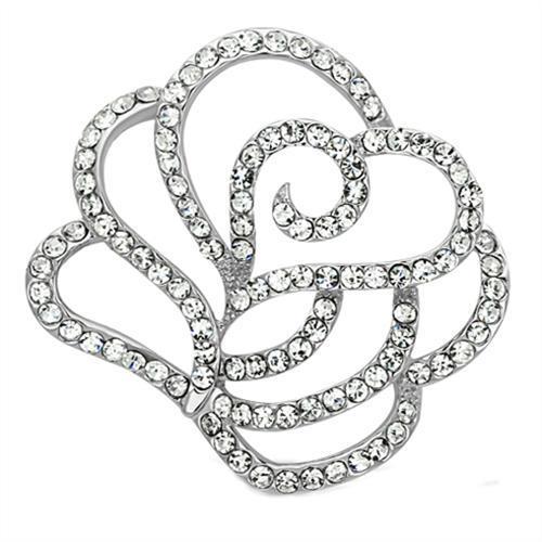MALO2813 - Imitation Rhodium White Metal Brooches with Top Grade Crystal  in Clear