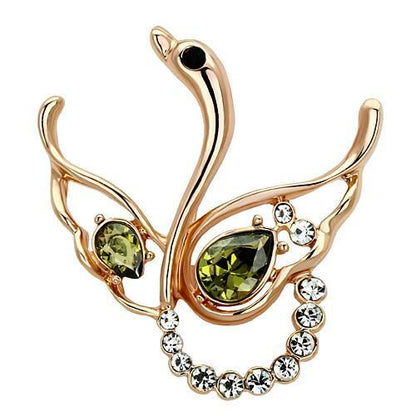 MALO2816 - Flash Gold White Metal Brooches with Top Grade Crystal  in Olivine color