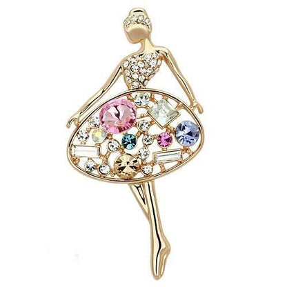 MALO2818 - Flash Rose Gold White Metal Brooches with Top Grade Crystal  in Multi Color