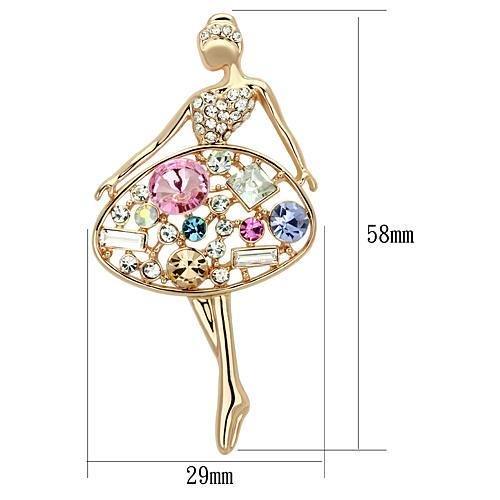 MALO2818 - Flash Rose Gold White Metal Brooches with Top Grade Crystal  in Multi Color