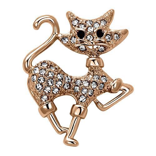 MALO2820 - Flash Rose Gold White Metal Brooches with Top Grade Crystal  in Clear