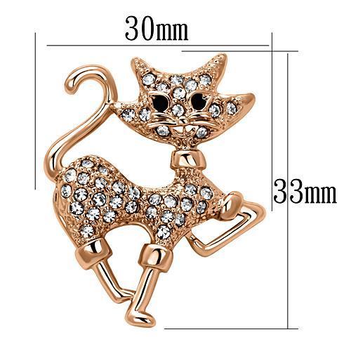 MALO2820 - Flash Rose Gold White Metal Brooches with Top Grade Crystal  in Clear
