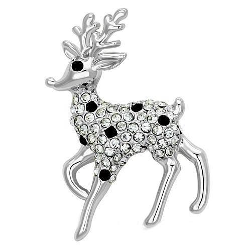 MALO2821 - Imitation Rhodium White Metal Brooches with Top Grade Crystal  in Jet