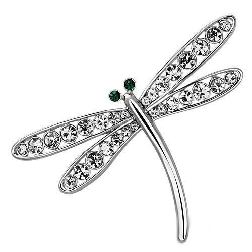 MALO2825 - Imitation Rhodium White Metal Brooches with Top Grade Crystal  in Clear