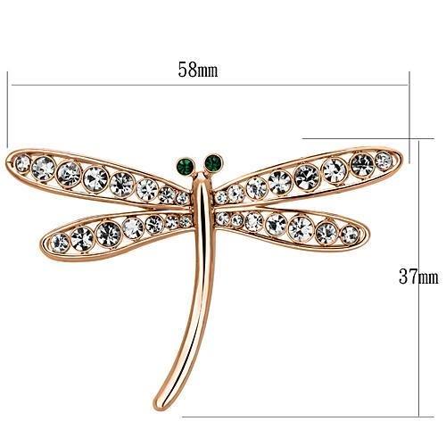 MALO2826 - Flash Rose Gold White Metal Brooches with Top Grade Crystal  in Clear