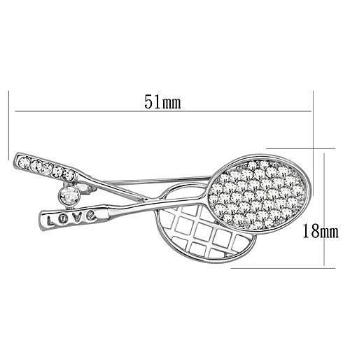 MALO2827 - Imitation Rhodium White Metal Brooches with Top Grade Crystal  in Clear