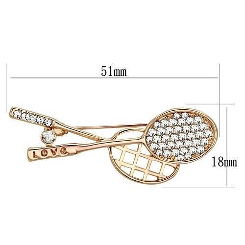 MALO2828 - Flash Rose Gold White Metal Brooches with Top Grade Crystal  in Clear