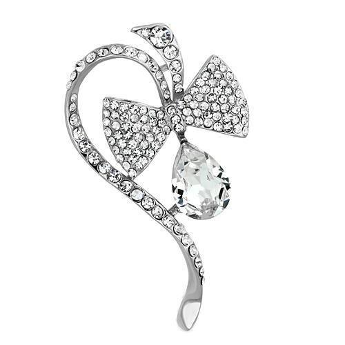 MALO2831 - Imitation Rhodium White Metal Brooches with Synthetic Synthetic Glass in Clear