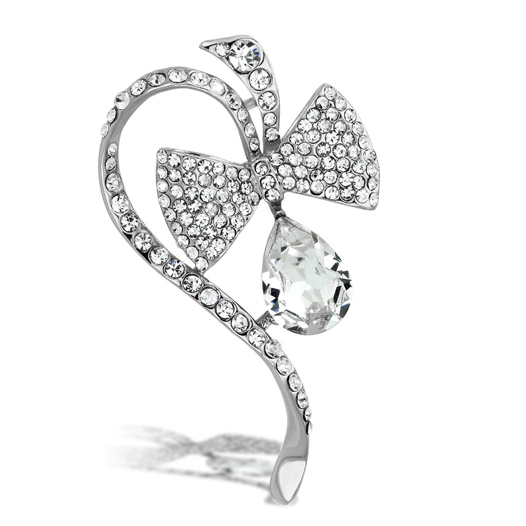 MALO2832 - Flash Rose Gold White Metal Brooches with Synthetic Synthetic Glass in Clear