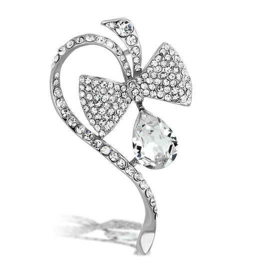 MALO2832 - Flash Rose Gold White Metal Brooches with Synthetic Synthetic Glass in Clear