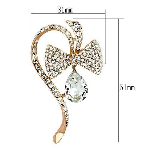 MALO2832 - Flash Rose Gold White Metal Brooches with Synthetic Synthetic Glass in Clear