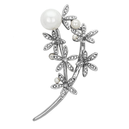 MALO2834 - Flash Rose Gold White Metal Brooches with Synthetic Pearl in White