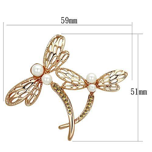 MALO2837 - Flash Rose Gold White Metal Brooches with Synthetic Pearl in White