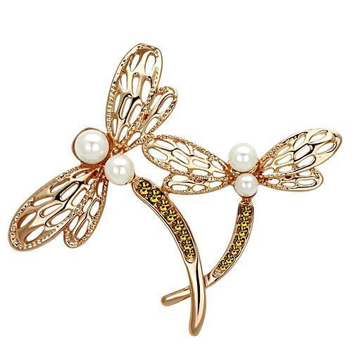 MALO2837 - Flash Rose Gold White Metal Brooches with Synthetic Pearl in White