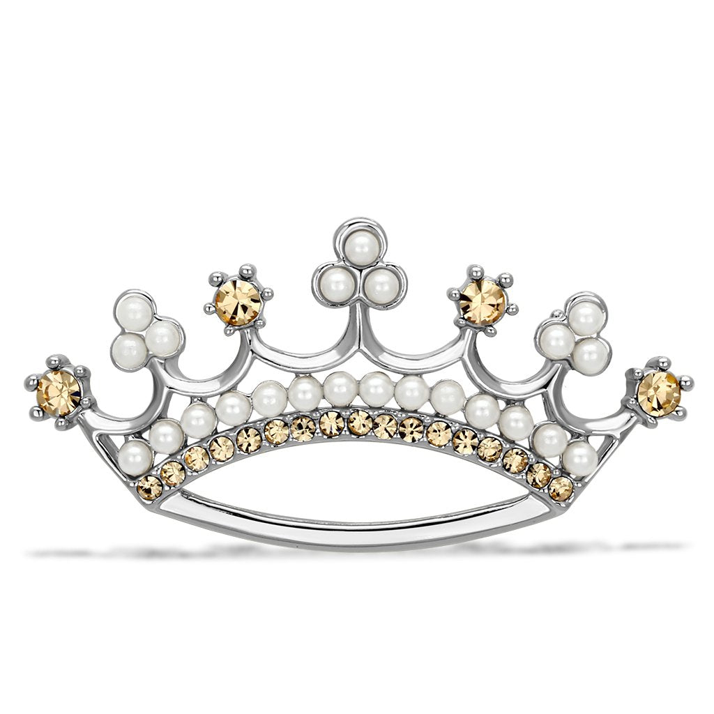 MALO2838 - Imitation Rhodium White Metal Brooches with Synthetic Pearl in White