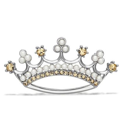 MALO2838 - Imitation Rhodium White Metal Brooches with Synthetic Pearl in White