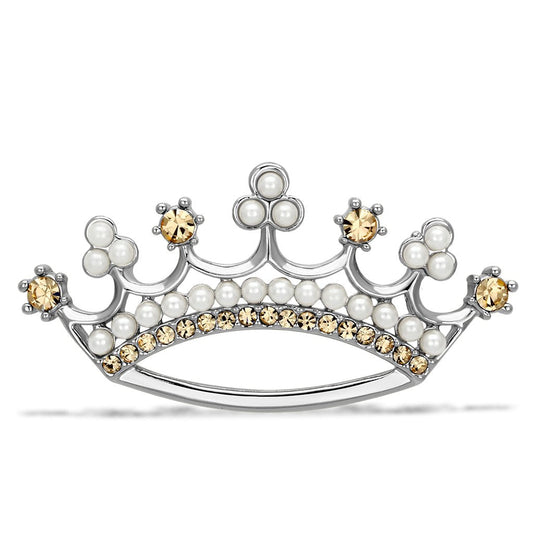 MALO2838 - Imitation Rhodium White Metal Brooches with Synthetic Pearl in White