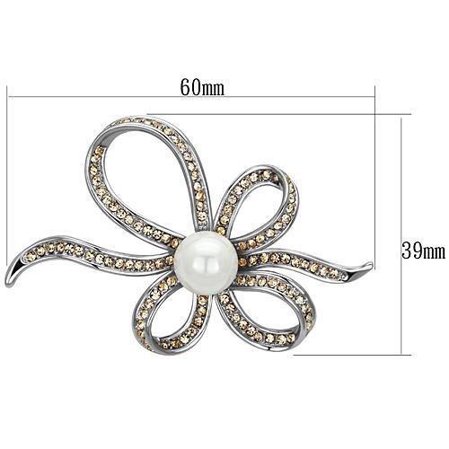 MALO2840 - Imitation Rhodium White Metal Brooches with Synthetic Pearl in White