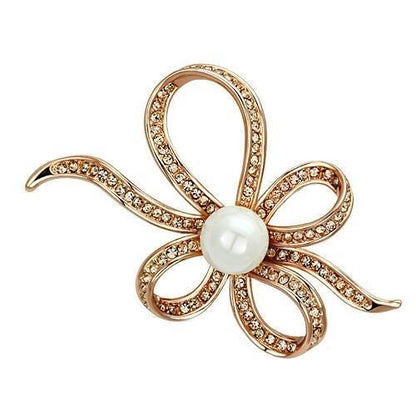 MALO2841 - Flash Rose Gold White Metal Brooches with Synthetic Pearl in White