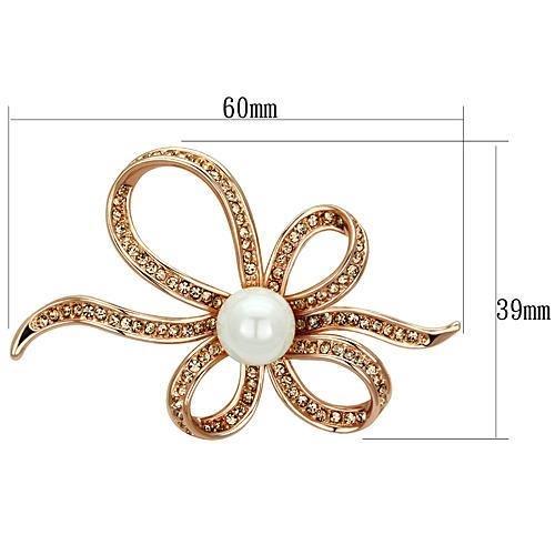 MALO2841 - Flash Rose Gold White Metal Brooches with Synthetic Pearl in White
