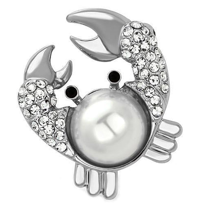 MALO2842 - Imitation Rhodium White Metal Brooches with Synthetic Pearl in White