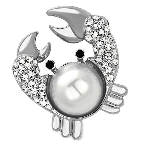MALO2842 - Imitation Rhodium White Metal Brooches with Synthetic Pearl in White