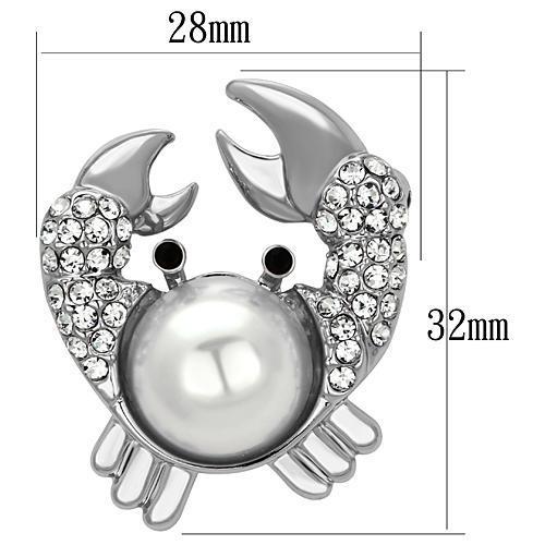MALO2842 - Imitation Rhodium White Metal Brooches with Synthetic Pearl in White