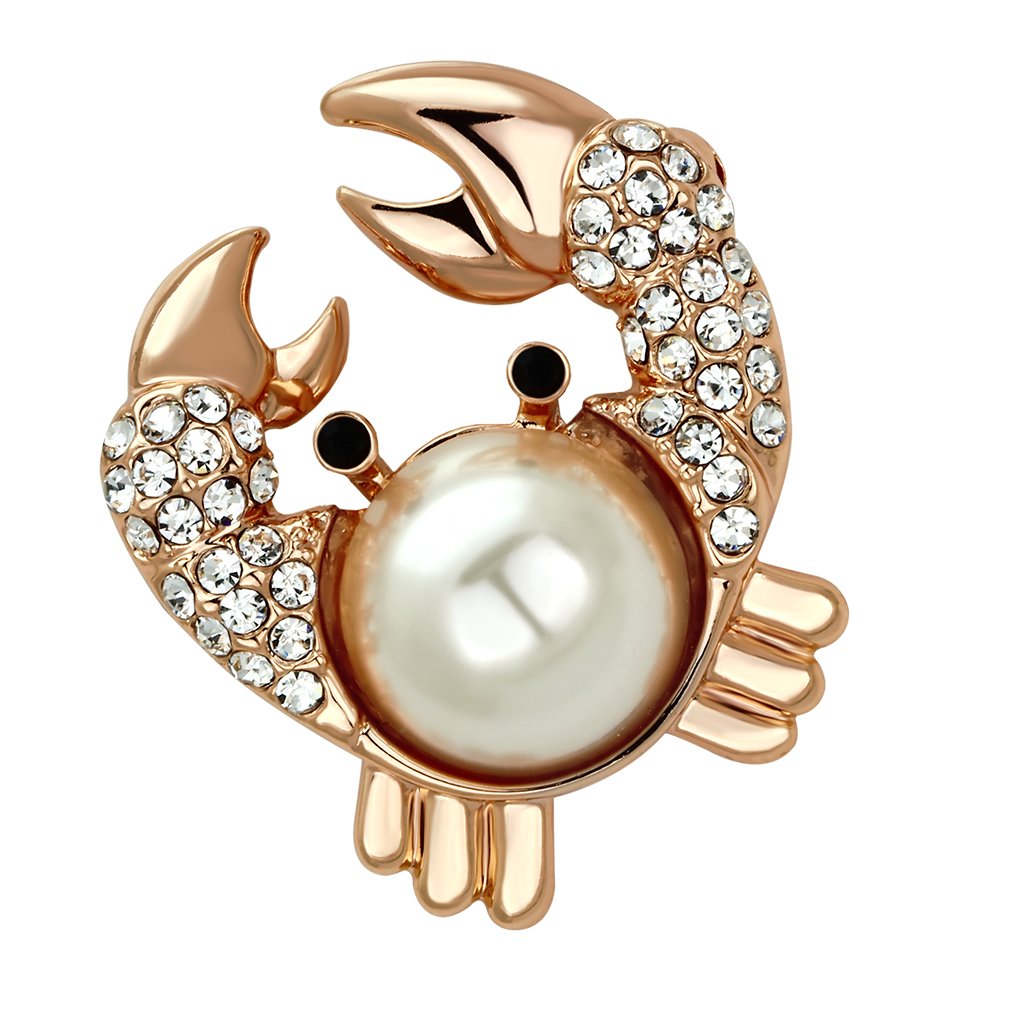 MALO2843 - Flash Rose Gold White Metal Brooches with Synthetic Pearl in White