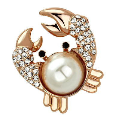 MALO2843 - Flash Rose Gold White Metal Brooches with Synthetic Pearl in White
