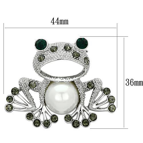 MALO2844 - Imitation Rhodium White Metal Brooches with Synthetic Pearl in White