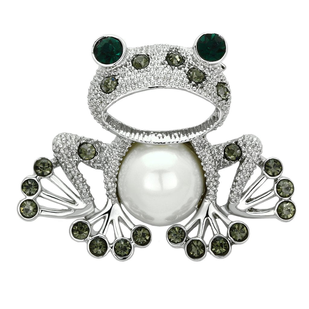 MALO2844 - Imitation Rhodium White Metal Brooches with Synthetic Pearl in White